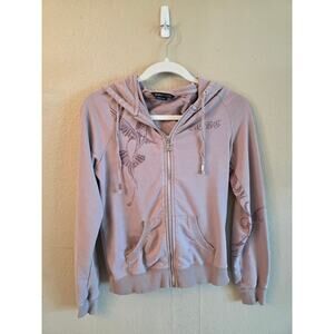 BCBG MAXAZRIA Women's Embellished Rhinestones Full Zip Hoodie SZ Small Y2K